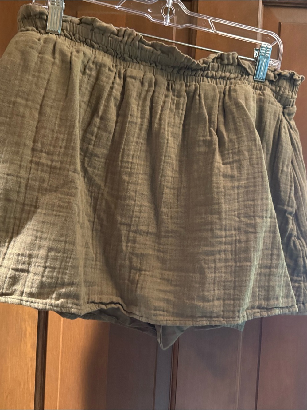 Olive Green Gauze Mini Skort